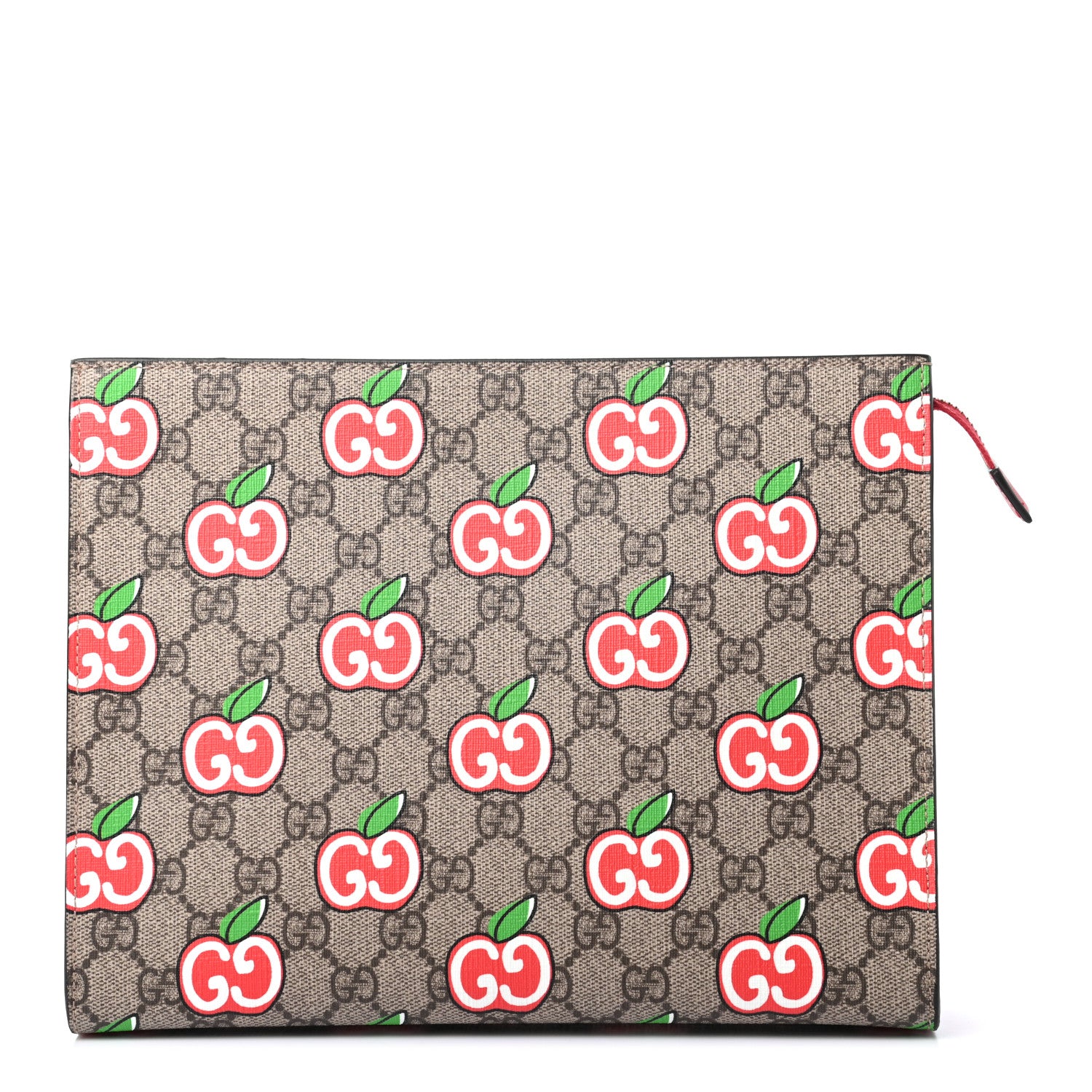 Gucci GG Supreme Monogram Apple Large Cosmetic Case Beige Multicolor Lobster Red 1 of 7