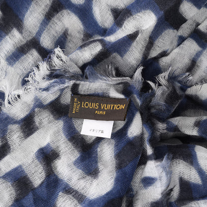Louis Vuitton Wool Cotton Graffiti Etole Stole Blue 4 of 4