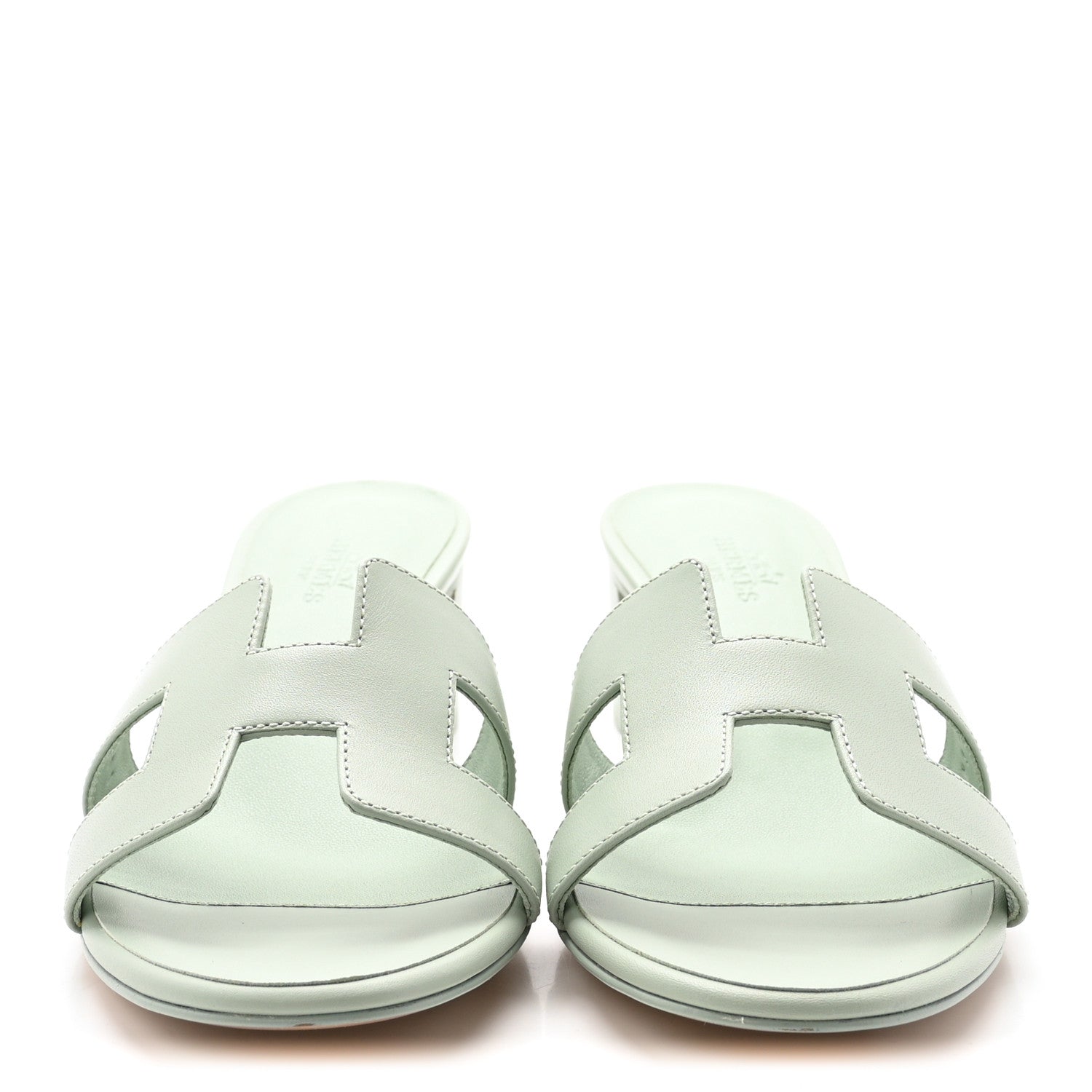 Hermes Calfskin Oasis Sandals 37 Vert D'eau 3 of 10