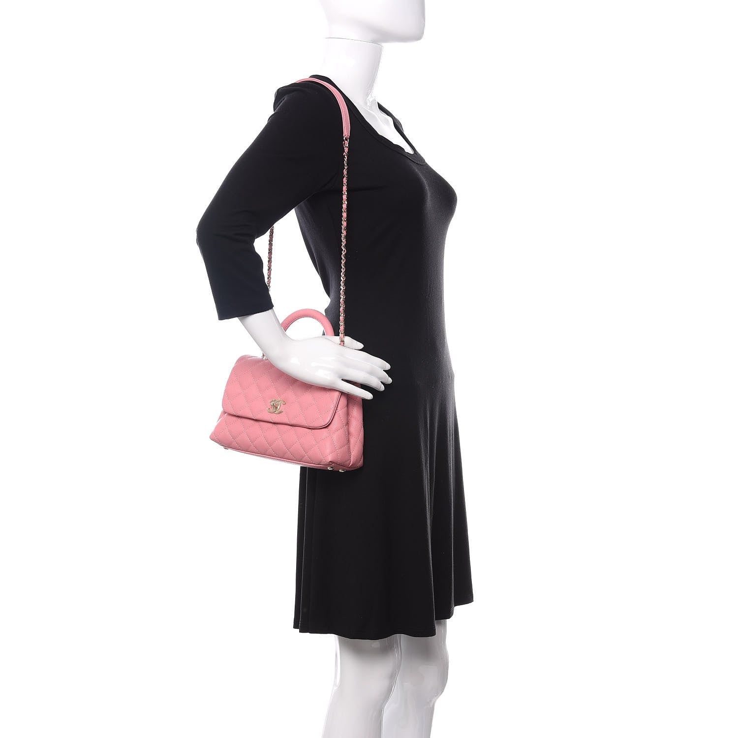 Chanel Caviar Quilted Mini Coco Handle Flap Pink 2 of 11
