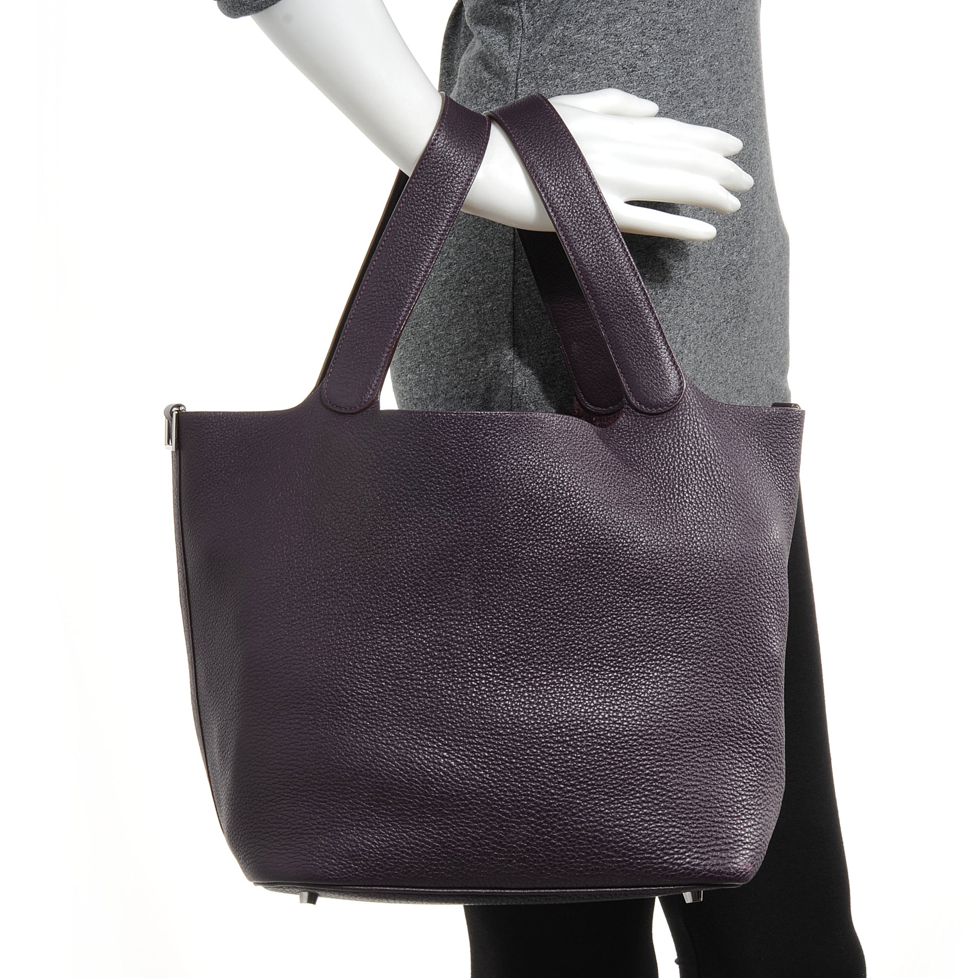 Hermes Taurillon Clemence Picotin Lock GM Raisin 2 of 7