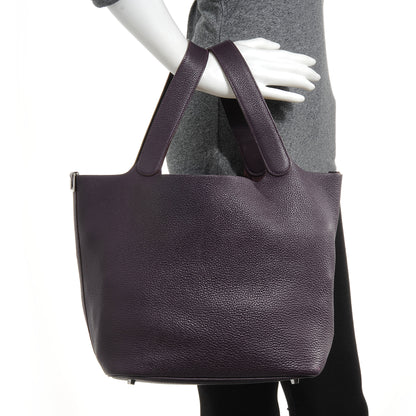 Hermes Taurillon Clemence Picotin Lock GM Raisin 2 of 7
