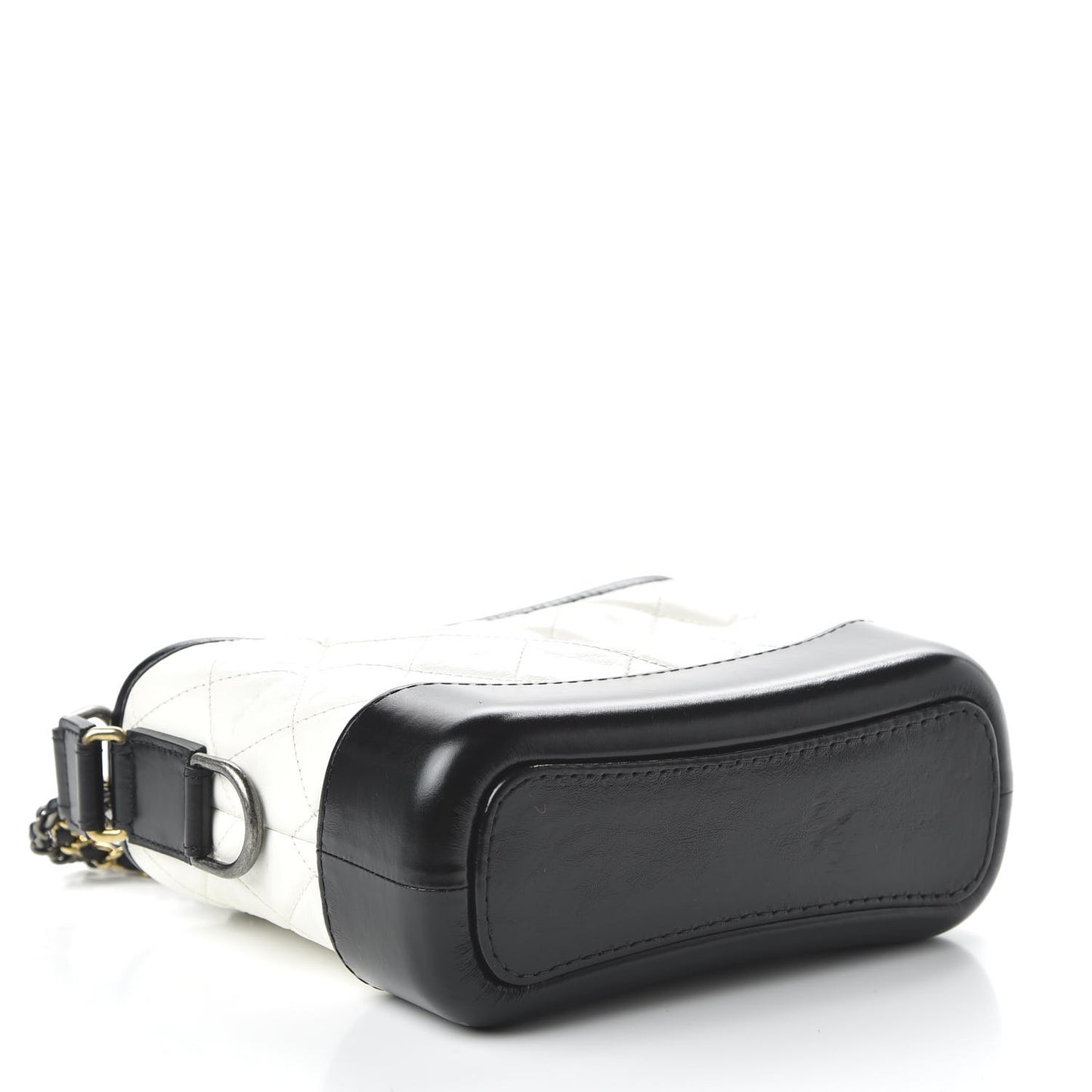 Aged Calfskin Quilted Small Gabrielle Hobo Black White