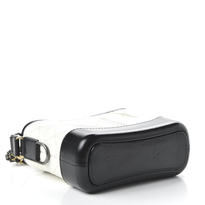 Chanel Aged Calfskin Quilted Small Gabrielle Hobo Black White 4 of 11