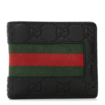 Gucci Guccissima Signature Web New Web Bi-Fold Coin Wallet Black 1 of 7