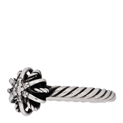 David Yurman Sterling Silver Diamond Petite Starburst Ring 53 6.5 3 of 5