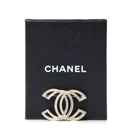 Chanel Crystal CC Brooch Light Gold 6 of 6