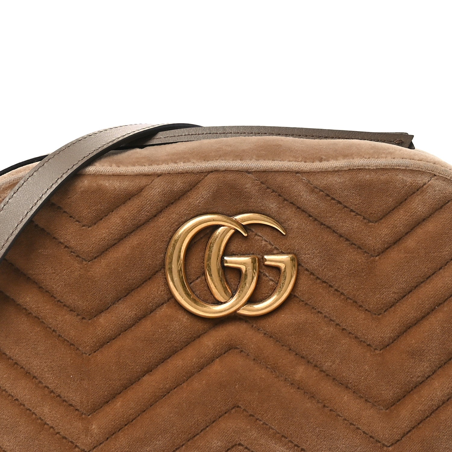 Gucci Velvet Matelasse Small GG Marmont Chain Shoulder Bag Taupe 8 of 13