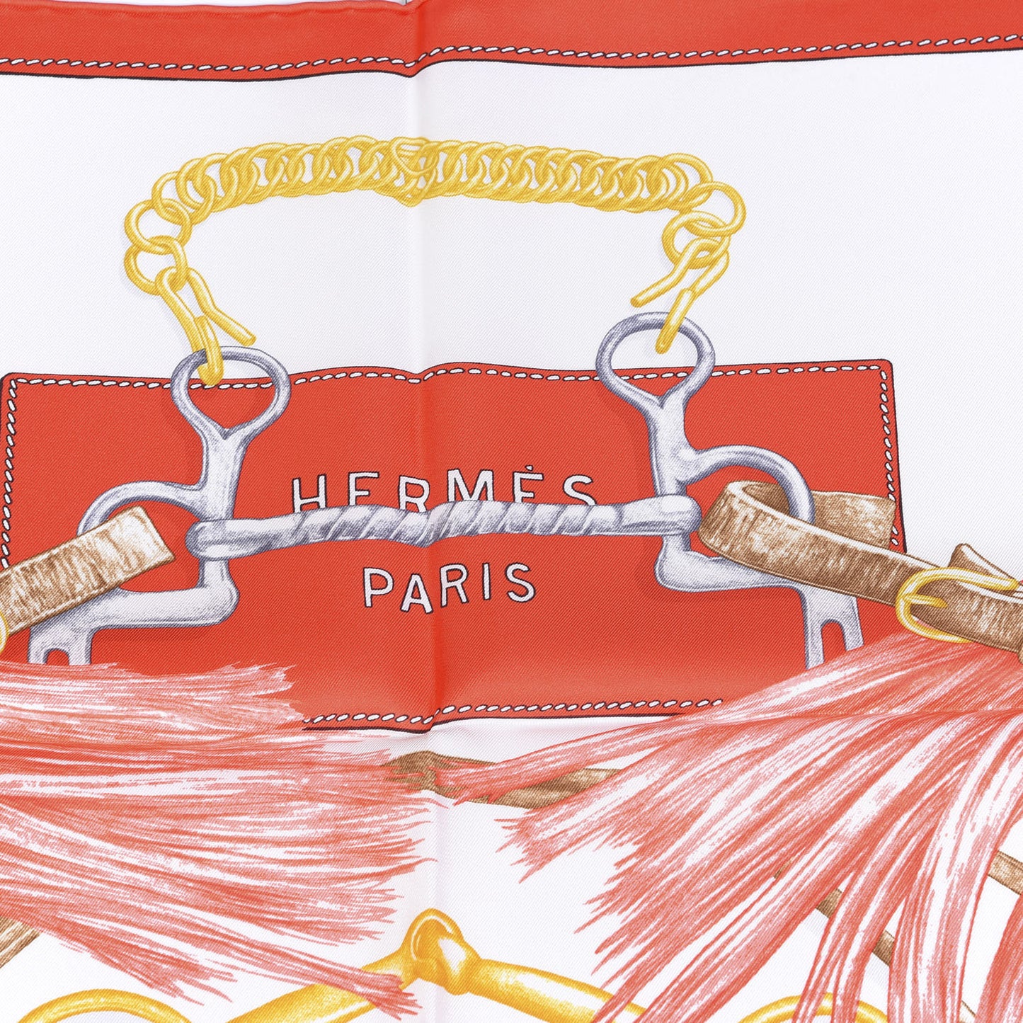 Silk Projets Carres au Crayon Scarf 90 Rouge White Or