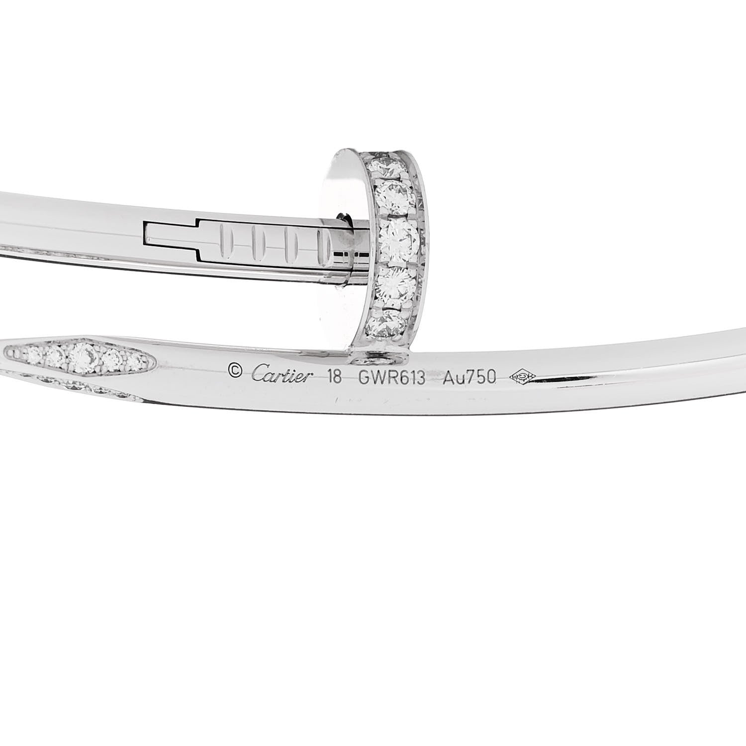 Cartier 18K White Gold Diamond Juste Un Clou Bracelet 18 4 of 5