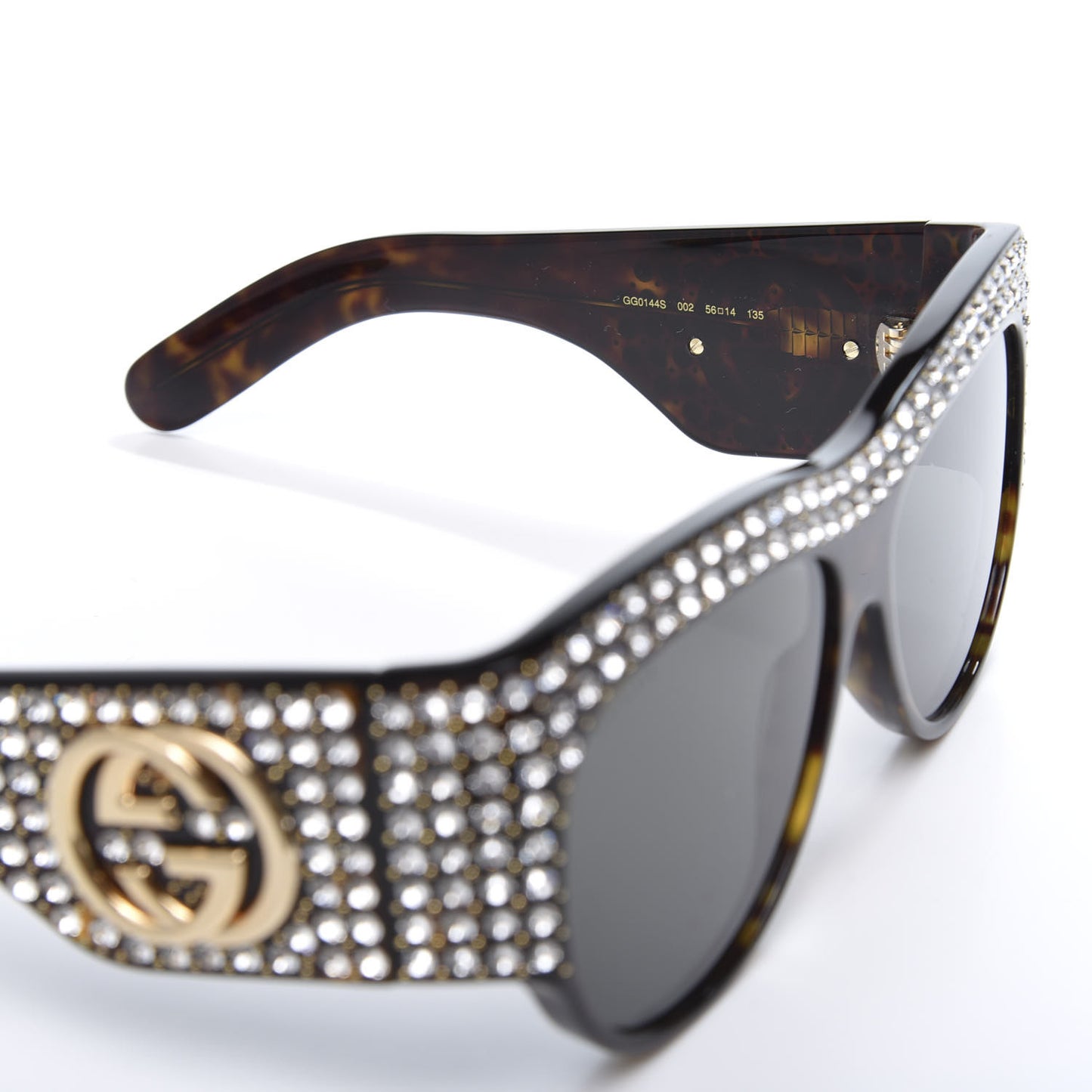 Acetate Crystal Oversize Hollywood Forever Sunglasses GG0144S Tortoiseshell