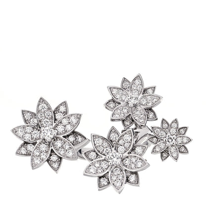 Van Cleef & Arpels 18K White Gold Diamond Lotus Between The Finger 4 Flowers Ring 48 4.5 1 of 5