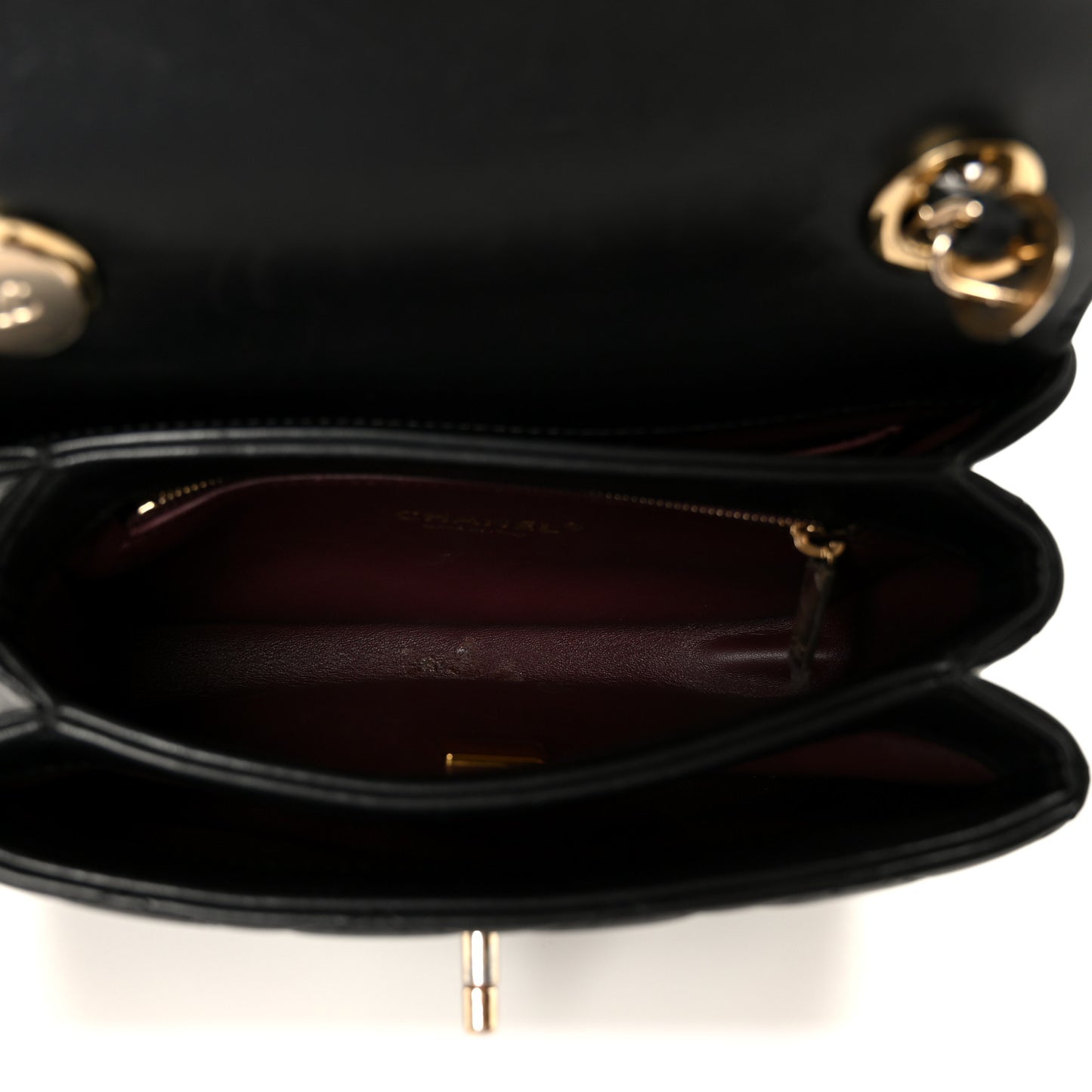 Lambskin Quilted Mini Trendy CC Dual Handle Flap Bag Black