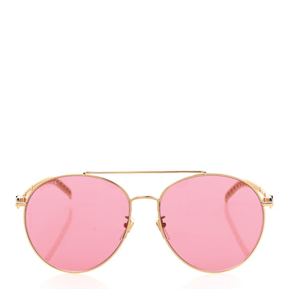 Gucci Aviator Charm Chain GG0725S Sunglasses Gold Pink 2 of 8