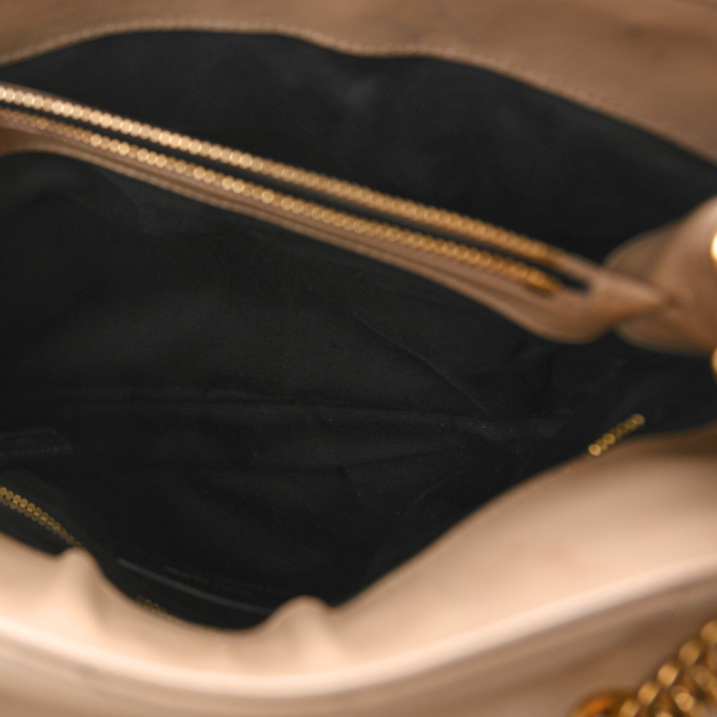 Calfskin Y Quilted Monogram Medium Loulou Chain Satchel Dark Beige