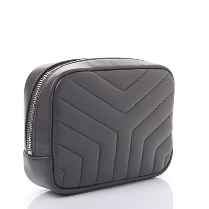 Saint Laurent Lambskin Y Quilted Monogram Loulou Cosmetic Case Asphalt Grey 3 of 9