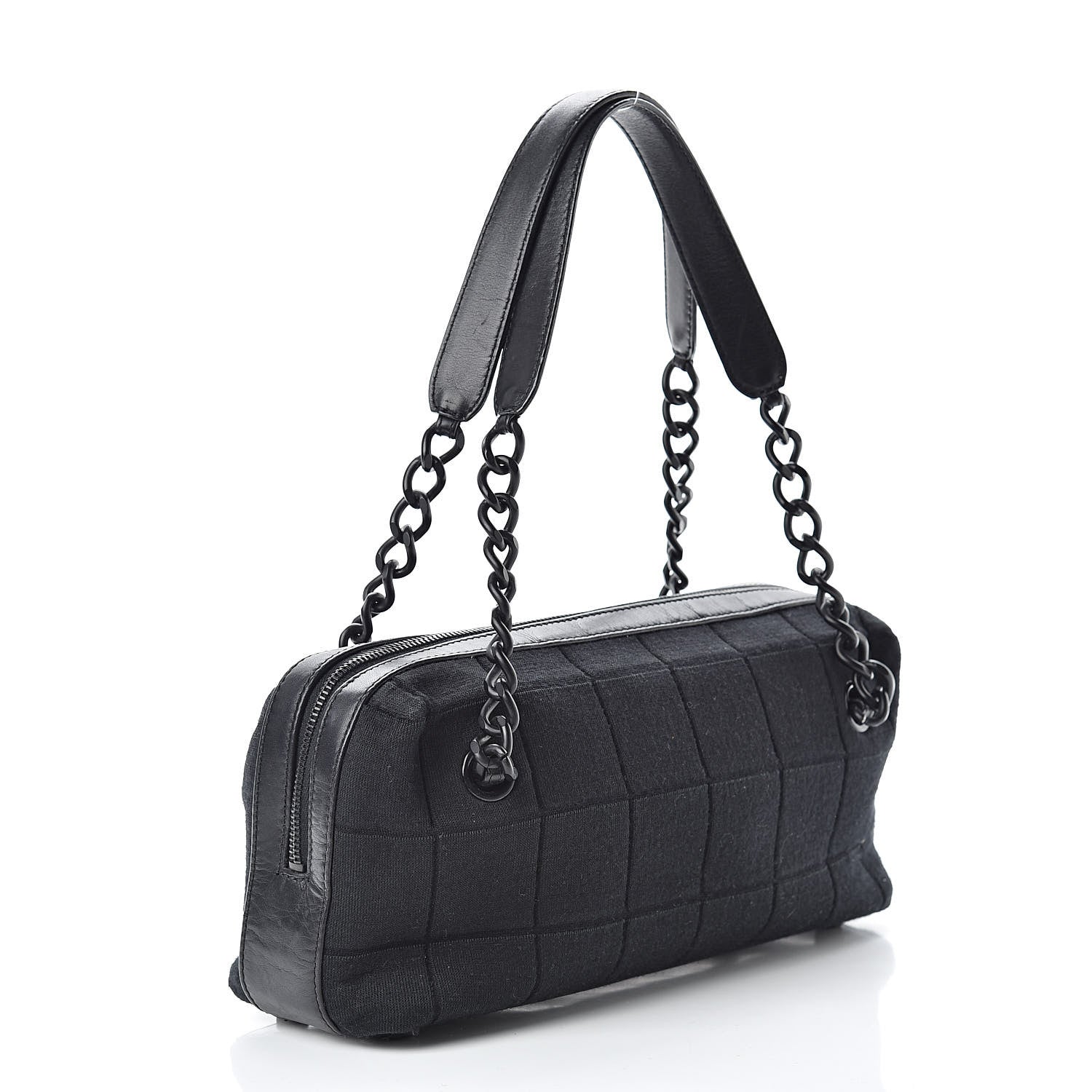 Chanel Jersey Quilted Chocolate Bar Shoulder Bag Black 3 of 15