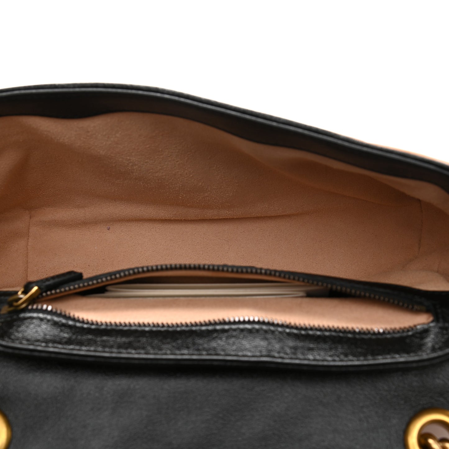Vintage Effect Calfskin Matelasse Diagonal Small Torchon GG Marmont Shoulder Bag Cognac Black