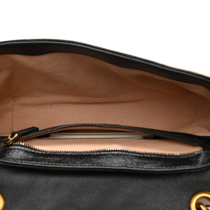 Gucci Vintage Effect Calfskin Matelasse Diagonal Small Torchon GG Marmont Shoulder Bag Cognac Black 4 of 9