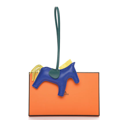 Hermes Milo Lambskin Grigri Rodeo Horse Bag Charm MM Bleu Electrique Lime Vert Fonce 4 of 4