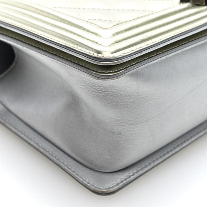 Chanel Metallic Patent Calfskin Quilted Medium Boy Flap Silver 8 of 9