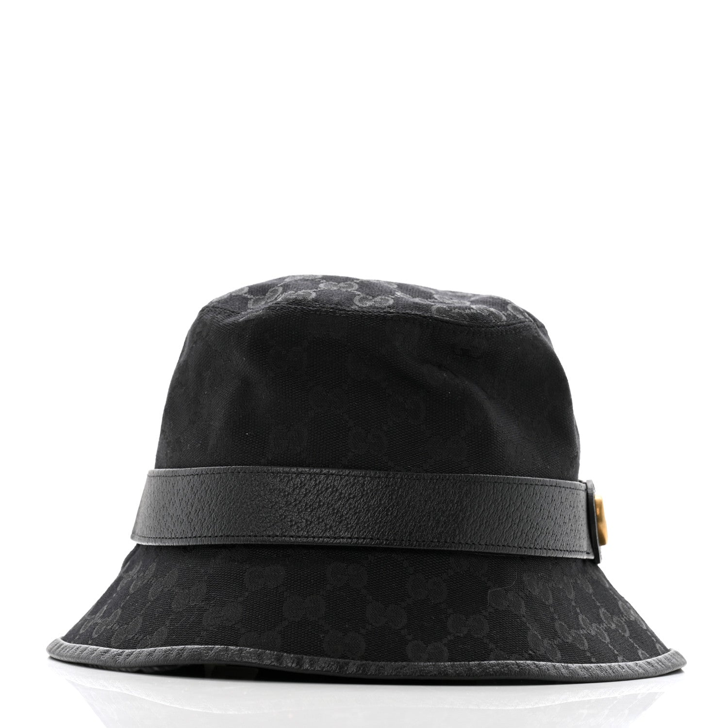 Gucci Monogram Textured Dollar Calfskin GG Jago Bucket Hat M Black 3 of 10