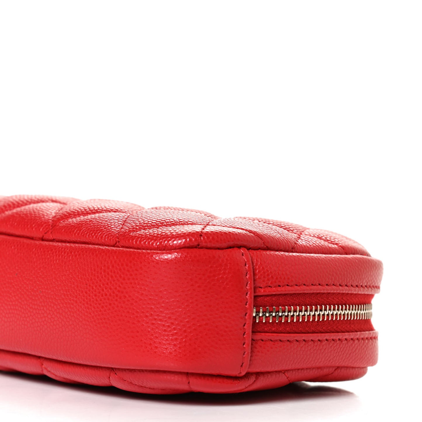 Caviar Quilted Small Curvy Pouch Cosmetic Case Red