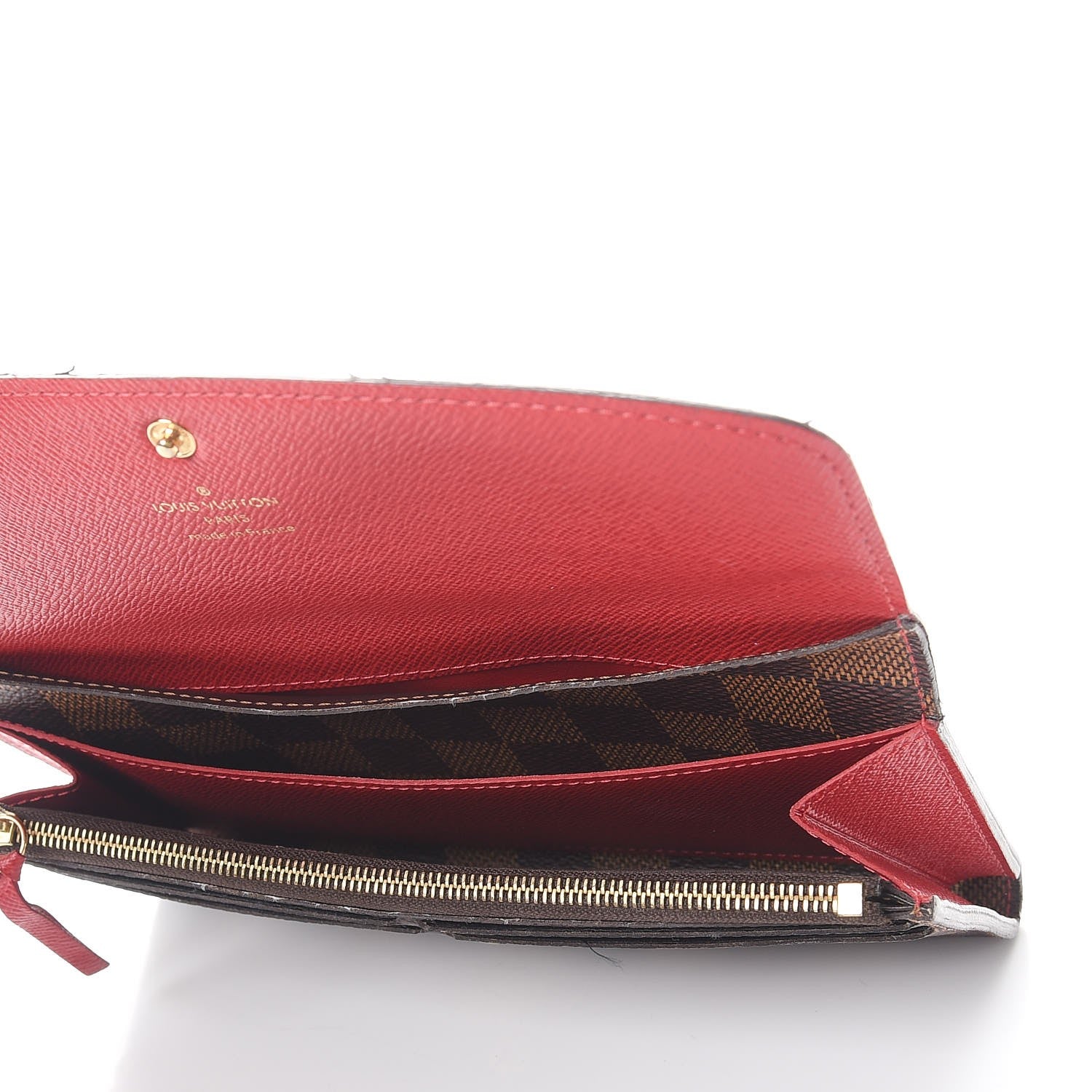 Louis Vuitton Damier Ebene Emilie Wallet Red 5 of 13