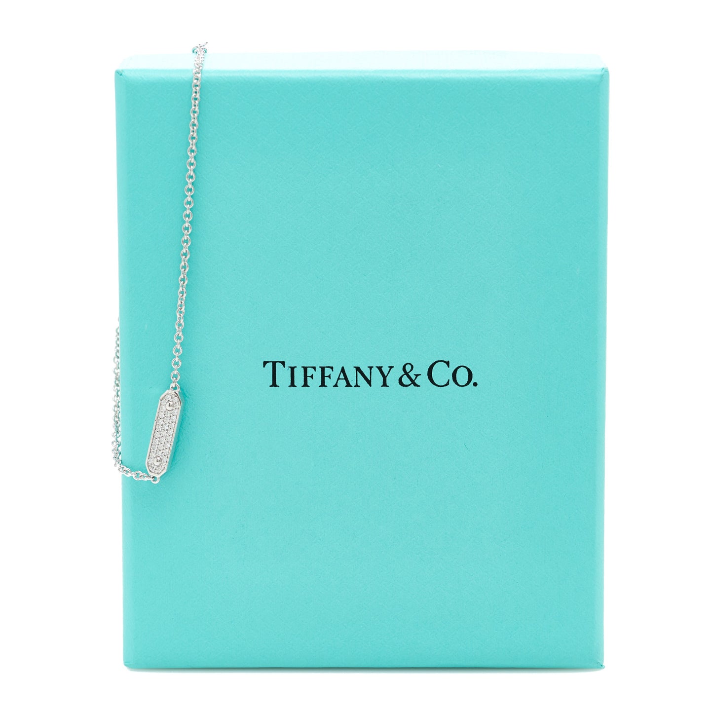 18K White Gold Diamond Tag Chain Bracelet