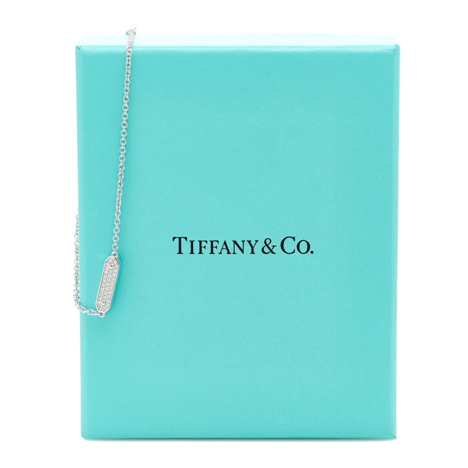 Tiffany 18K White Gold Diamond Tag Chain Bracelet 5 of 5