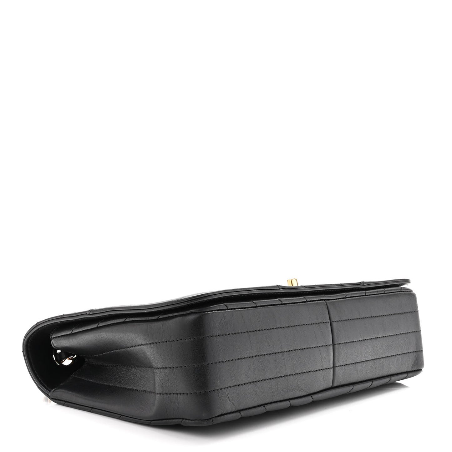 Calfskin Chevron Quilted Medium Statement Flap Black
