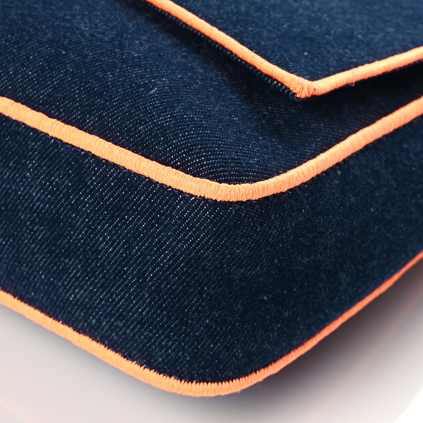 Denim Large Baguette Blue Arancio Fluo