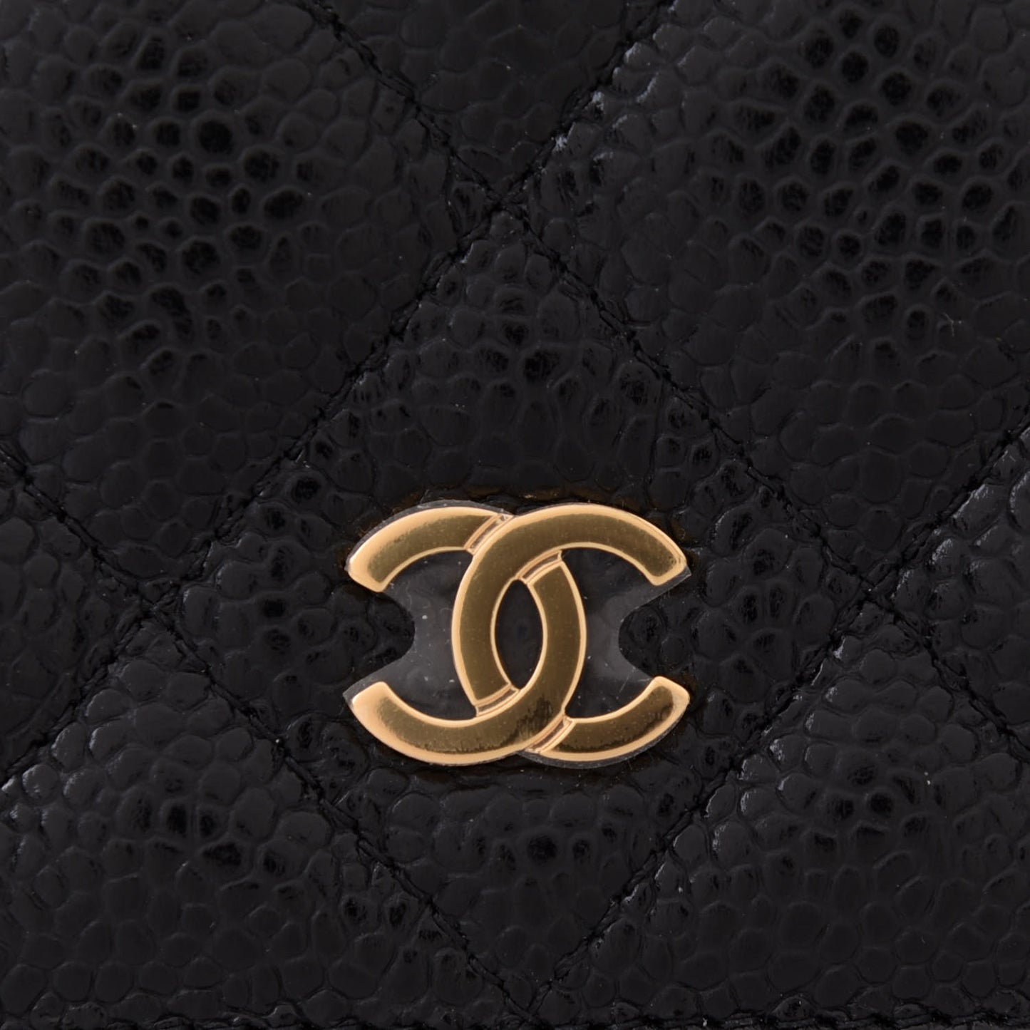Caviar Quilted Wallet On Chain WOC Black