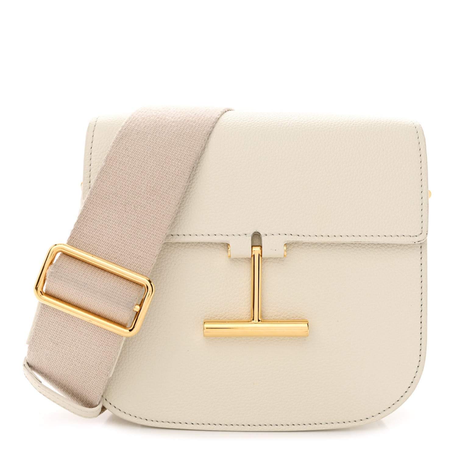 Tom Ford Grained Calfskin T Clasp Tara Crossbody Bag White 1 of 12