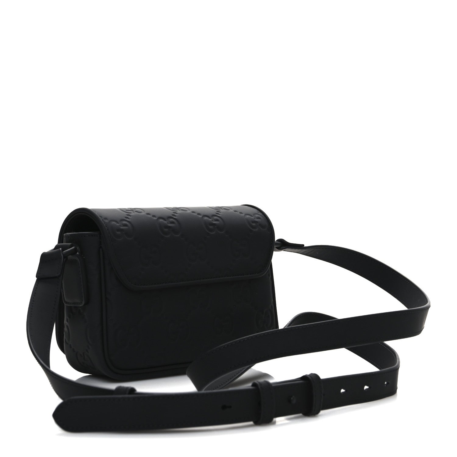 Gucci Rubber Effect Calfskin GG Mini Messenger Bag Black 3 of 10