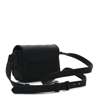 Gucci Rubber Effect Calfskin GG Mini Messenger Bag Black 3 of 10