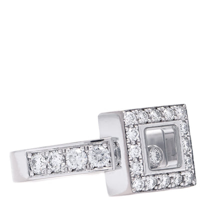 Chopard 18K White Gold Diamond Happy Diamond Pave Square Ring 53 6.25 5 of 7