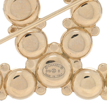 Chanel Crystal Pearl Metal Resin Polka Dot CC Brooch Black Gold 2 of 3
