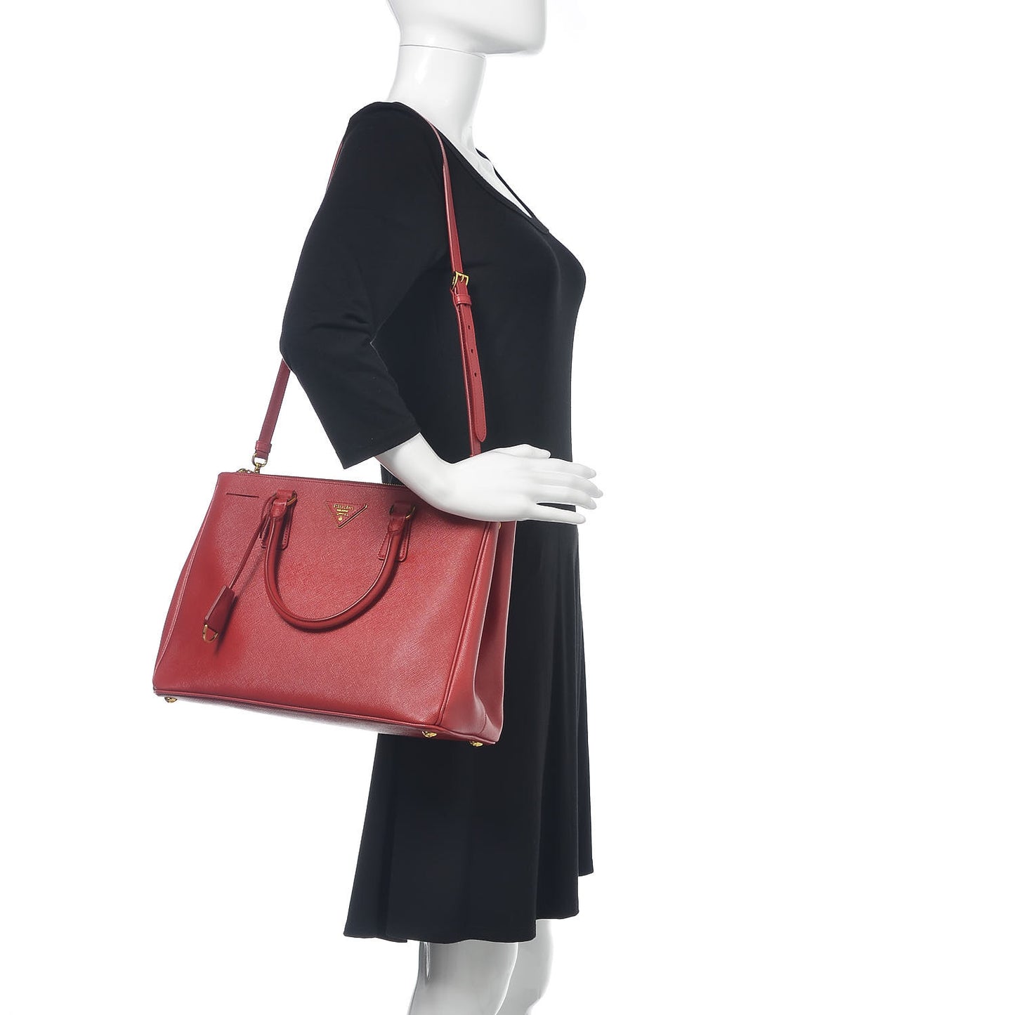 Saffiano Medium Galleria Double Zip Tote Fuoco