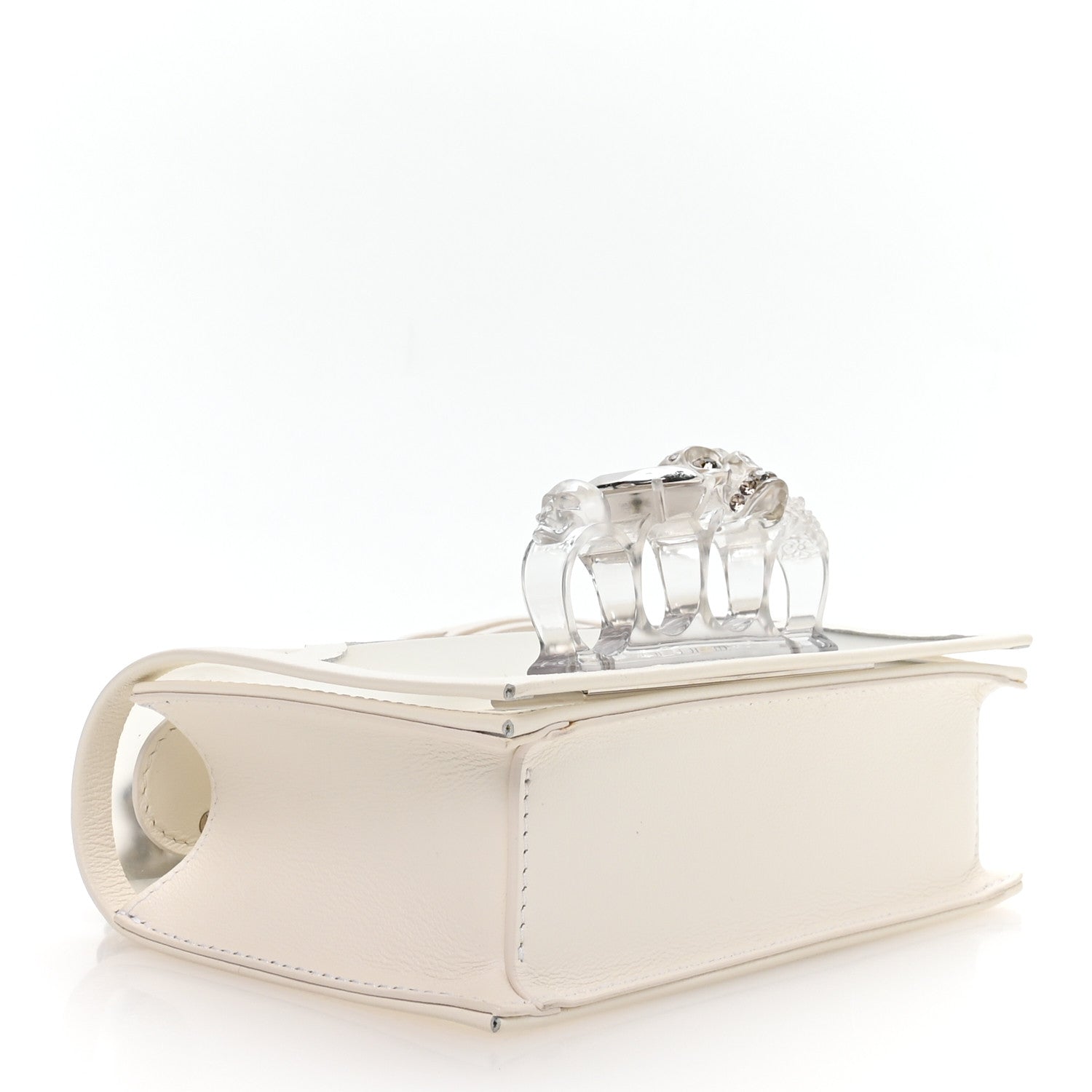 Alexander McQueen Polyurethane Calfskin Transparent Jeweled Knuckle Satchel Clear White 4 of 9
