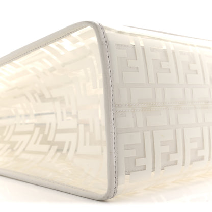 Fendi TPU FF Vitello Century Plexiglass Medium Runaway Shopper Tote White 9 of 15