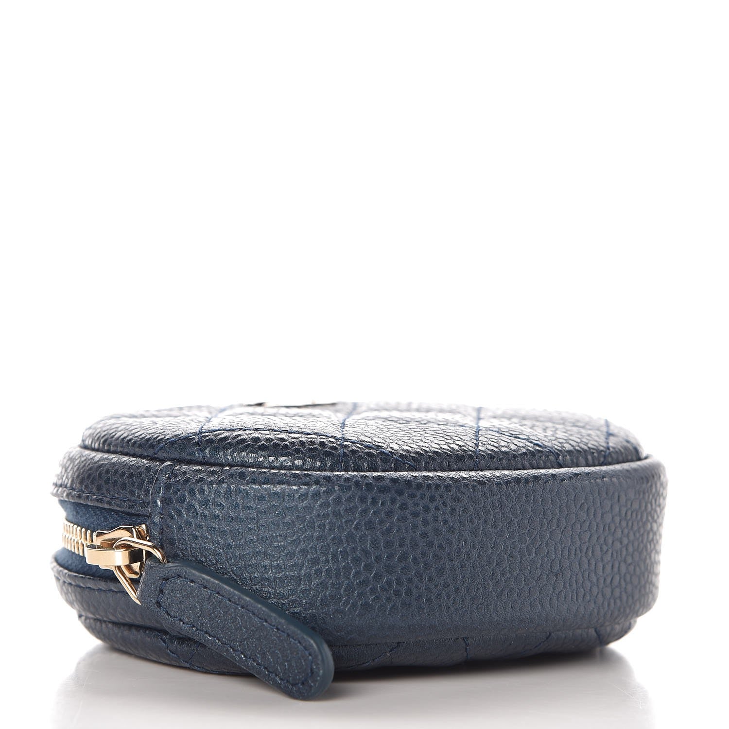 Chanel Metallic Caviar Quilted Zip Around Classic Coin Purse Dark Blue 4 of 8