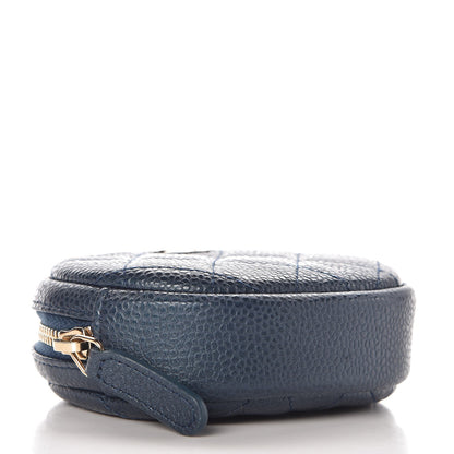 Chanel Metallic Caviar Quilted Zip Around Classic Coin Purse Dark Blue 4 of 8