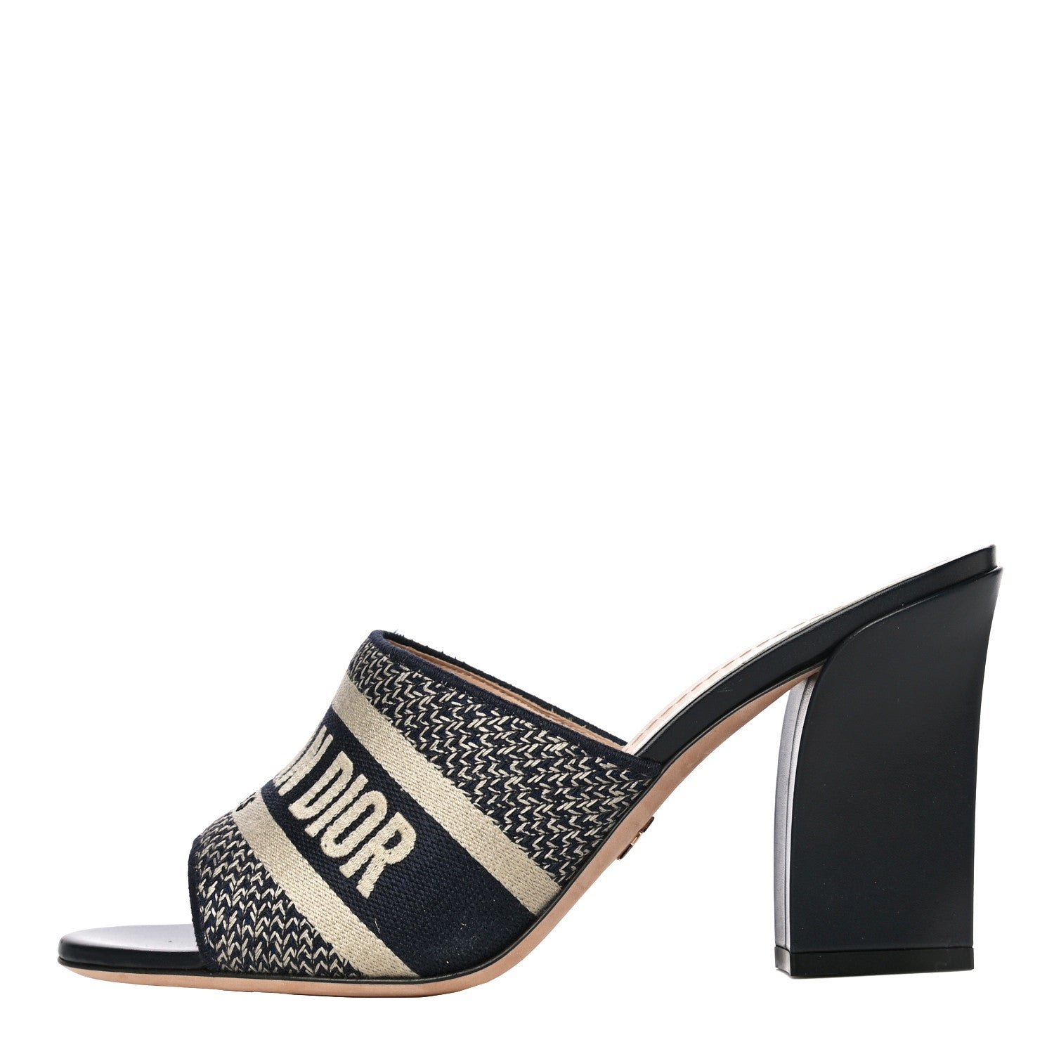 Christian Dior Cotton Embroidered Dway 85mm Slide Sandals 39.5 Deep Blue 1 of 14