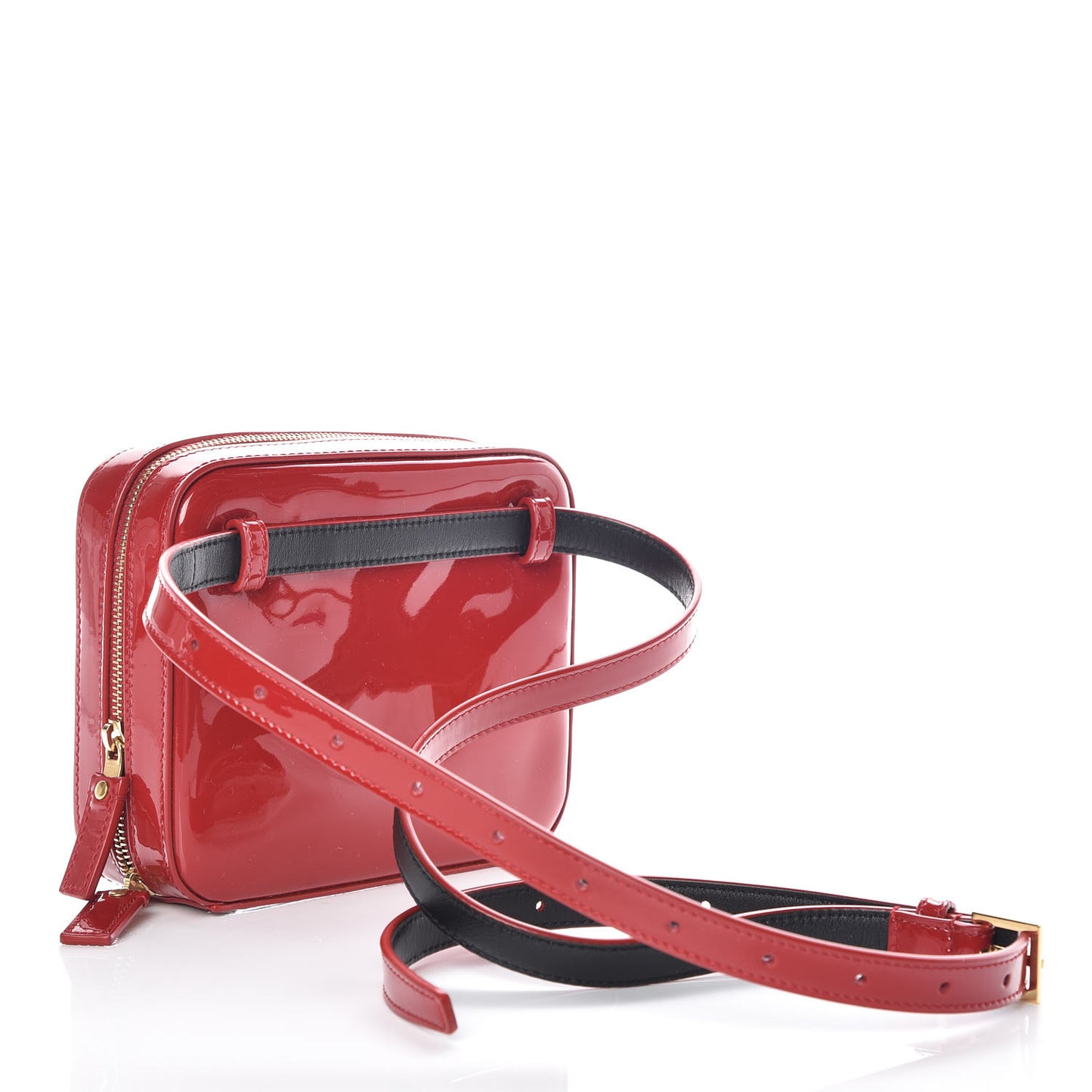 Patent Matelasse Vicky Monogram Belt Bag Red