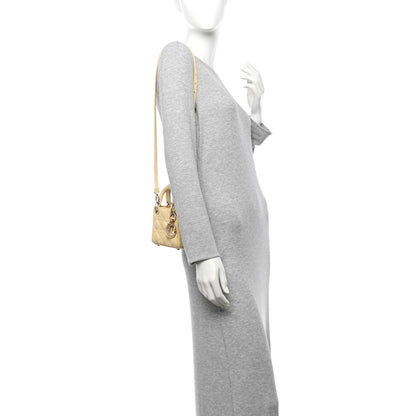 Christian Dior Lambskin Cannage Nano Lady Dior Light Yellow 2 of 10