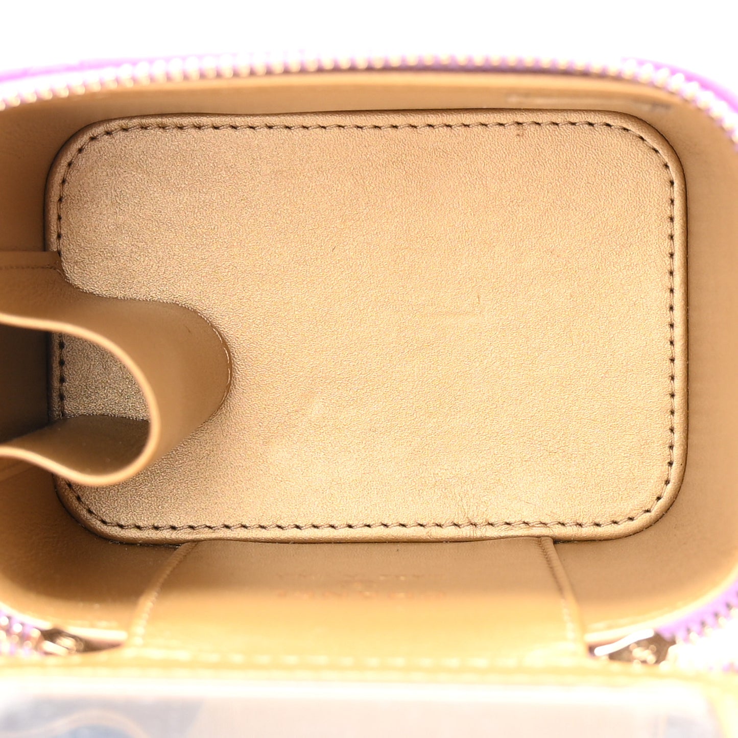 Lambskin Quilted Pearl Crush Mini Vanity Case With Chain Purple