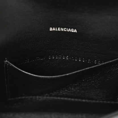 Balenciaga Grained Calfskin Logo Cash Phone Holder Wallet On Chain Black White 7 of 11