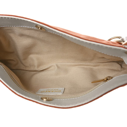 Chanel Lambskin Canvas CC Olsen Chain Small Shoulder Bag White Orange 5 of 9