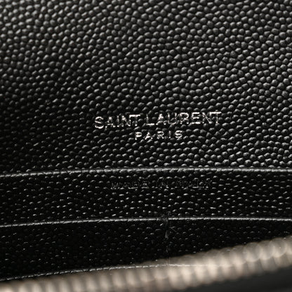Saint Laurent Grain De Poudre Matelasse Chevron Monogram Envelope Chain Wallet Black 6 of 10